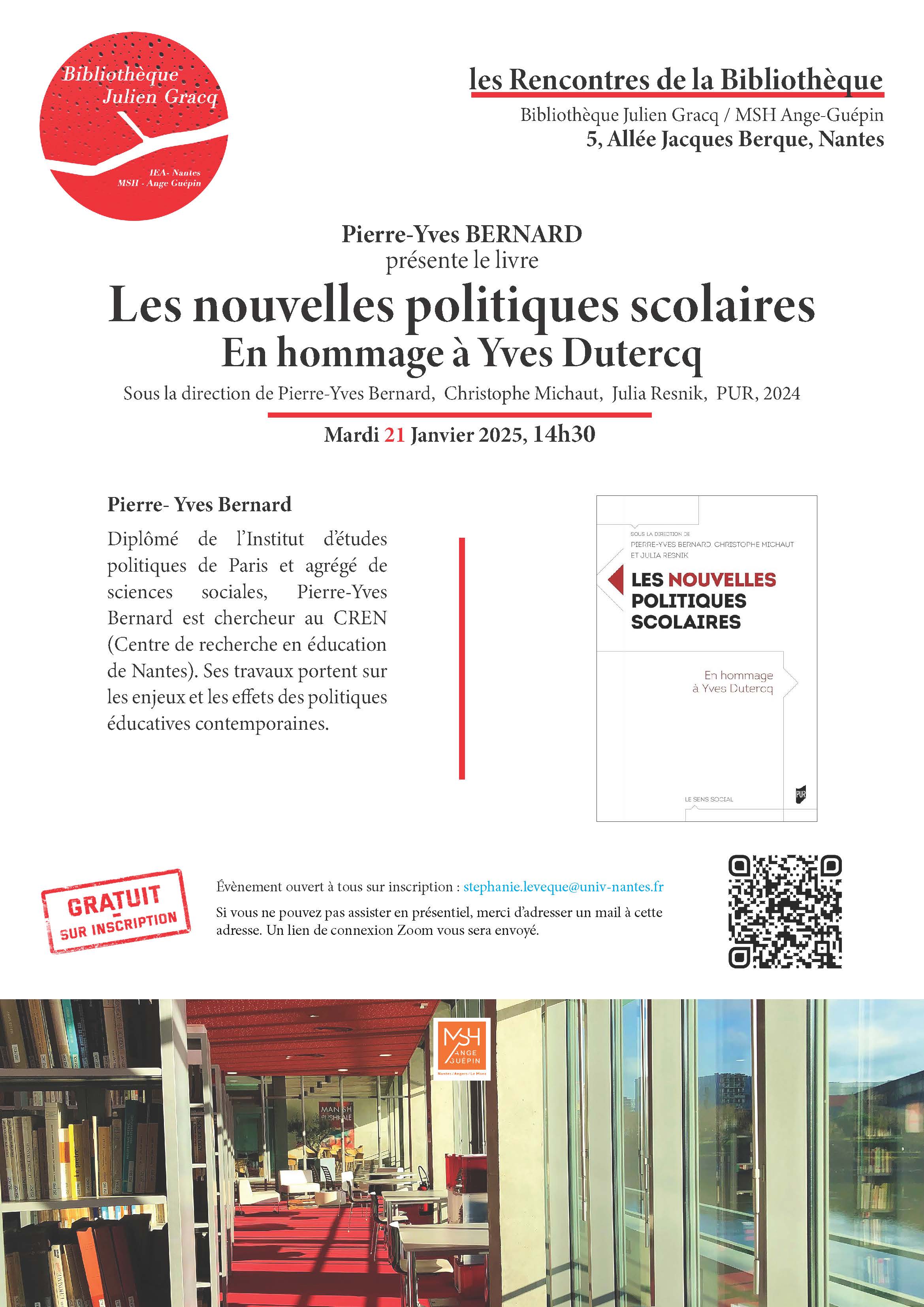 affiche rencontres bibliotheque P-Y Bernard 250121